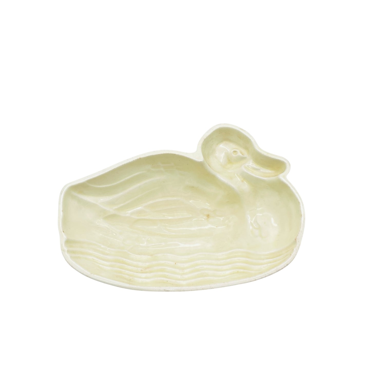 Puddingform Keramik weiß creme Ente schwimmend 50er 60er Backform Vintage Dekoration