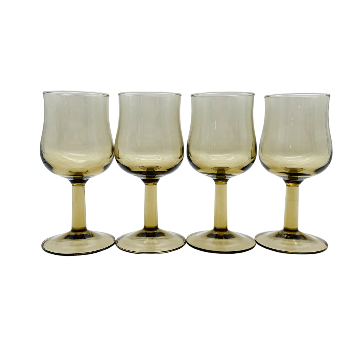 Rauchglas Likörgläser aus Frankreich 4er Set bronze braun Gläser Glas – Mid Century Lounge