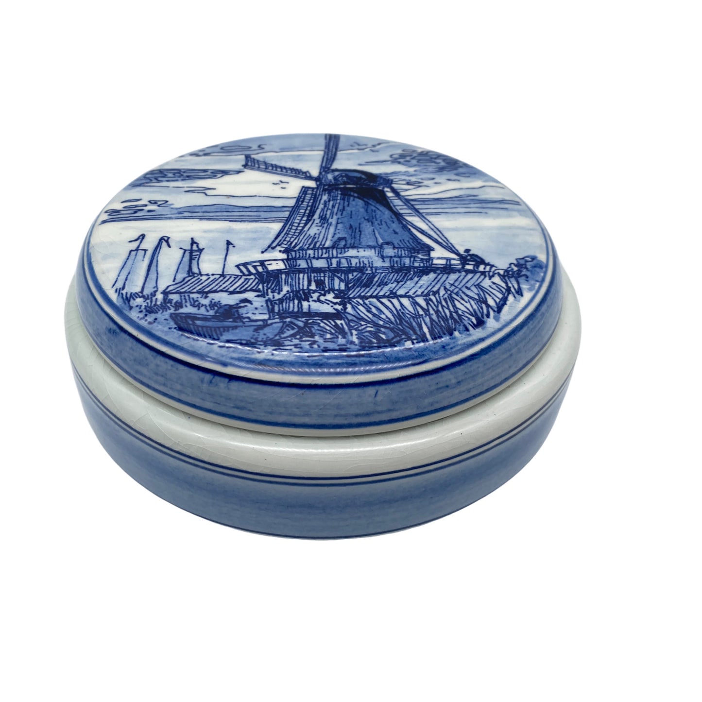 Royal Delfts Porzellan Dose Holland Windmühle 70er Vintage