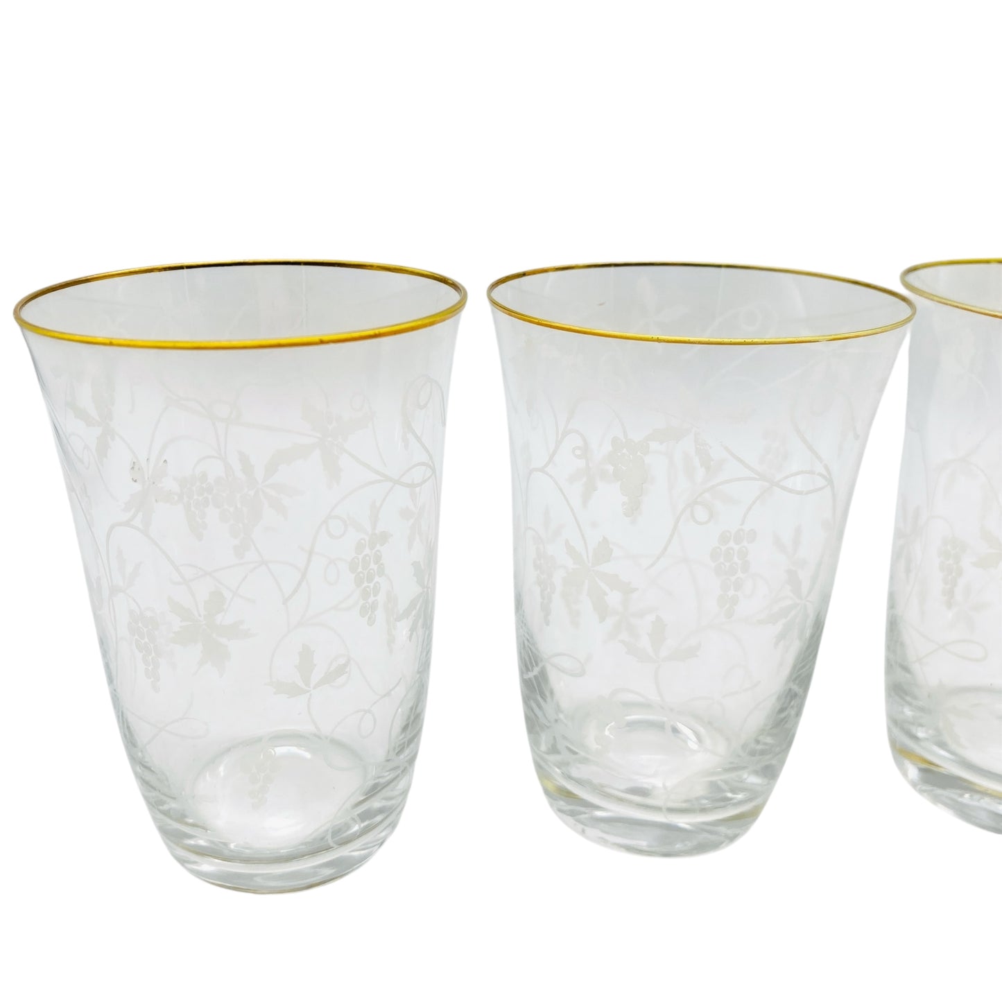 SPIEGELAU Wassergläser 9er Set Vintage 60er Jahre mit Goldrand und Weinrebendekor Glas