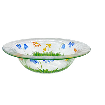 Schale Glas bemalt Blumen Blüten 70er 80er Jahre Vintage Schüssel