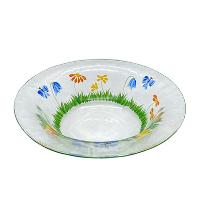 Schale Glas bemalt Blumen Blüten 70er 80er Jahre Vintage Schüssel