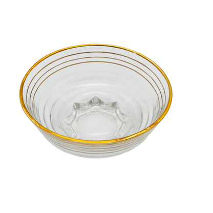 Schalen Set 70er 80er Goldrand Dessertschalen Eisschalen Glas 6er Set