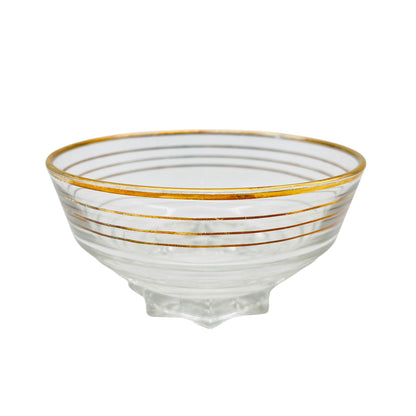Schalen Set 70er 80er Goldrand Dessertschalen Eisschalen Glas 6er Set