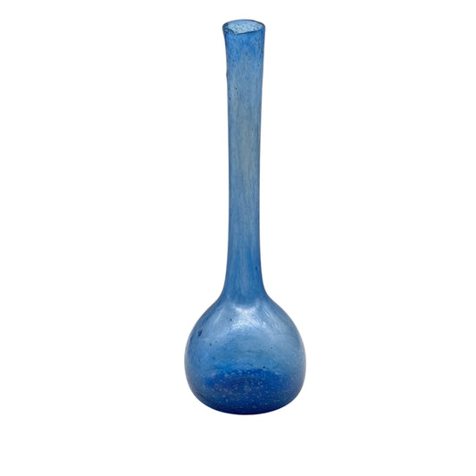Schaumglas Vase blau Vintage 60er 70er Jahre H 28 cm Mid Century Deko