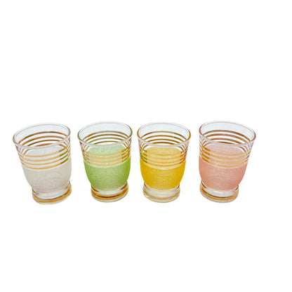Schnapsgläser 4er Set bunt Gold Dekor 50er 60er Jahre Vintage