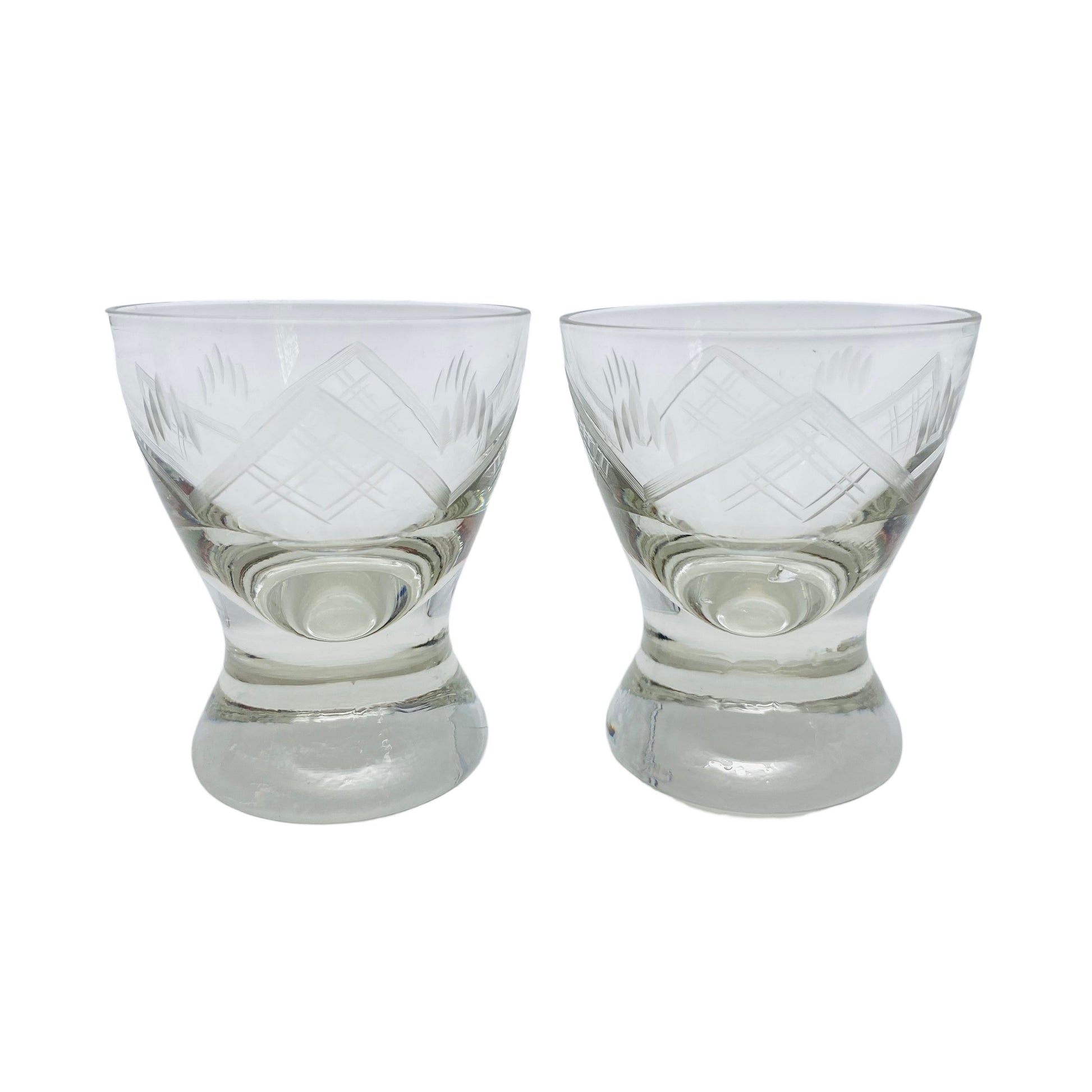 Schnapsgläser beschliffen Set Mid Century 50er Jahre Glas