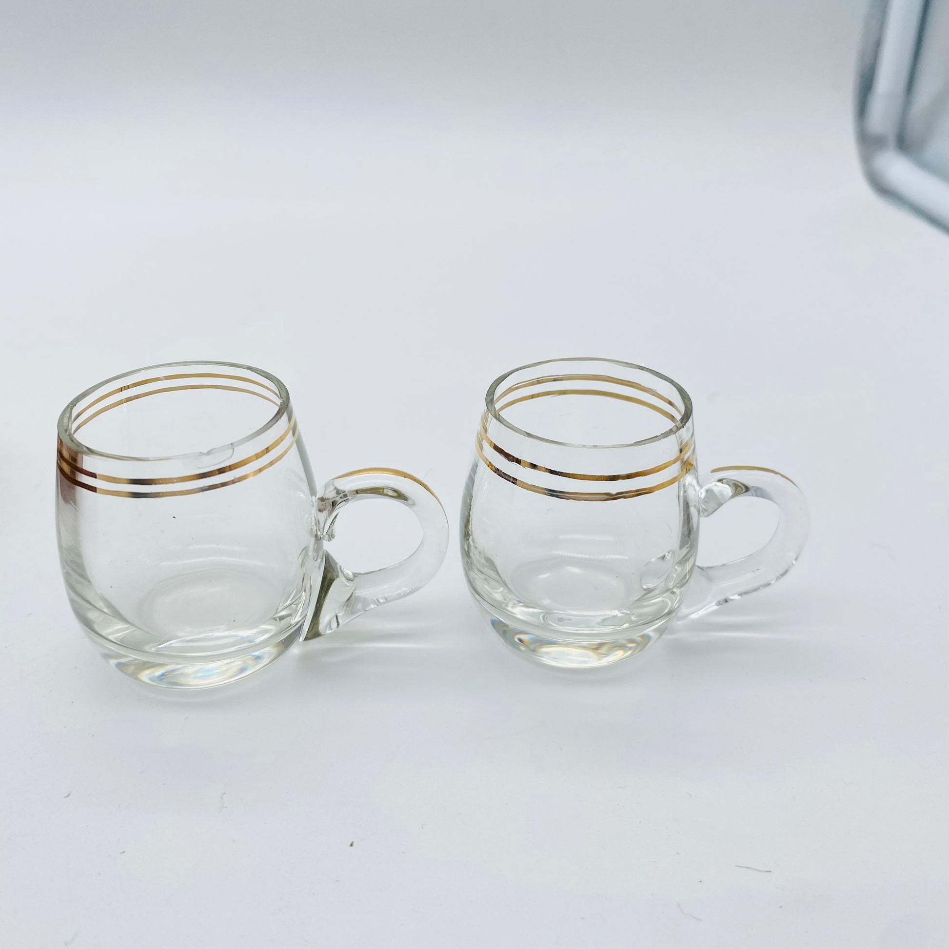 Schnapsgläser mit Tablett Halter Holz Mid Century Glas 60er Jahre