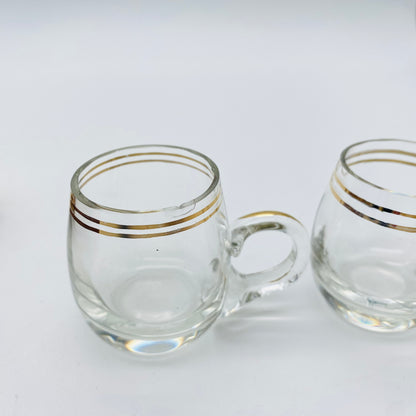 Schnapsgläser mit Tablett Halter Holz Mid Century Glas 60er Jahre