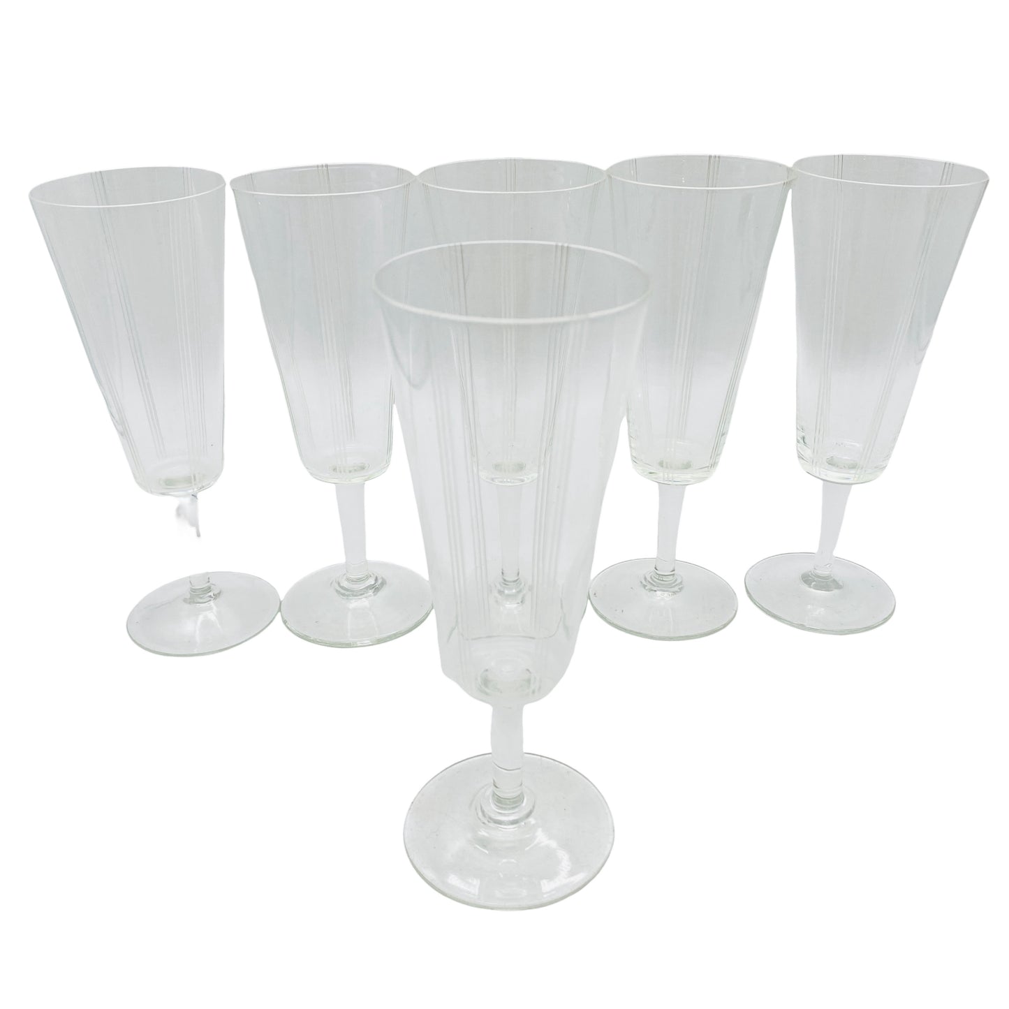 Sektgläser beschliffen 50er 60er Vintage Mid Century Gläser Glas Rillen