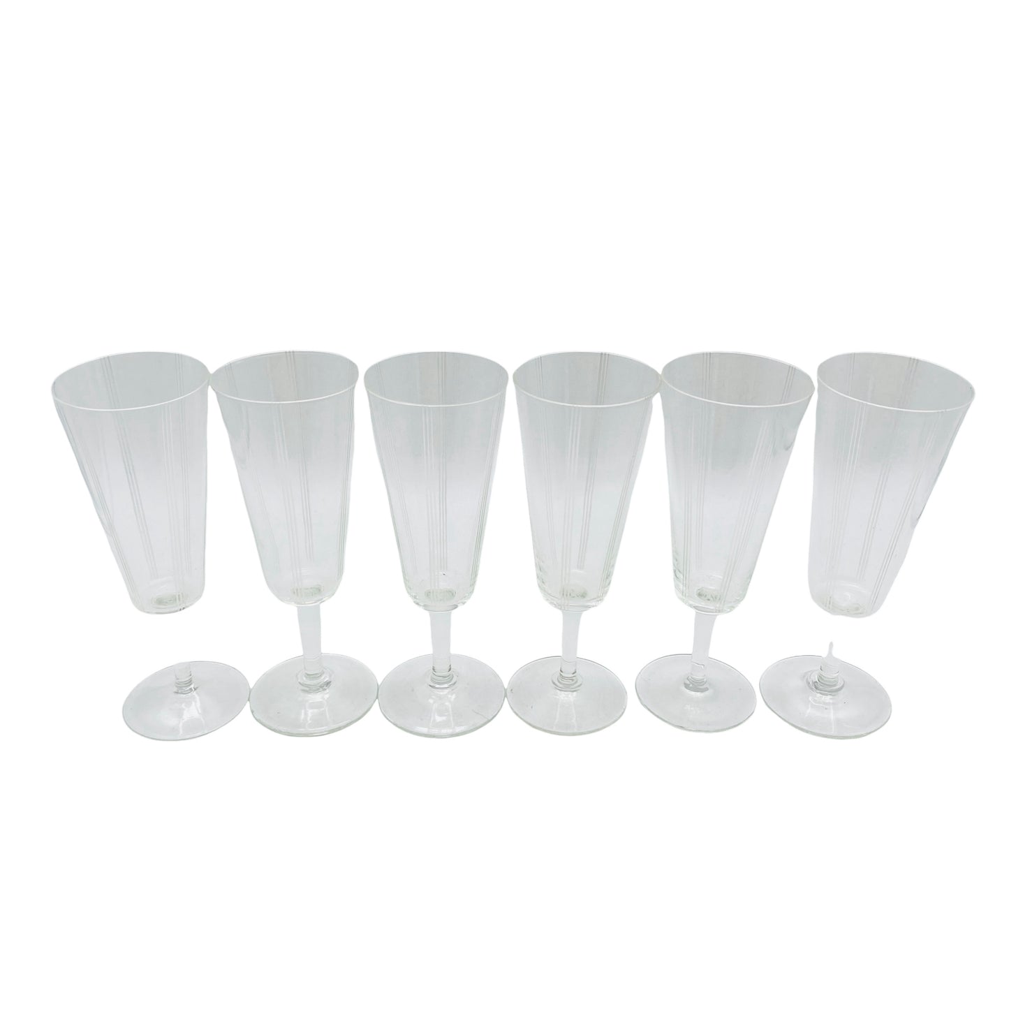 Sektgläser beschliffen 50er 60er Vintage Mid Century Gläser Glas Rillen