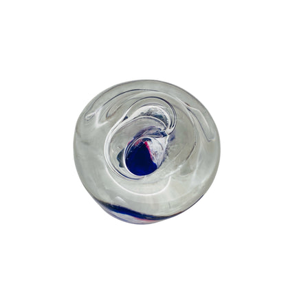 Solifleur Vase transparent blau rosa H 10 cm Blockvase schwer 60er 70er Jahre Deko