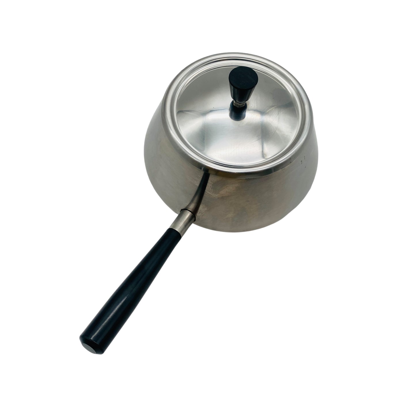 Spring FONDUE Topf Vintage Edelstahl 60er 70er Fonduetopf mit Griff schwarz