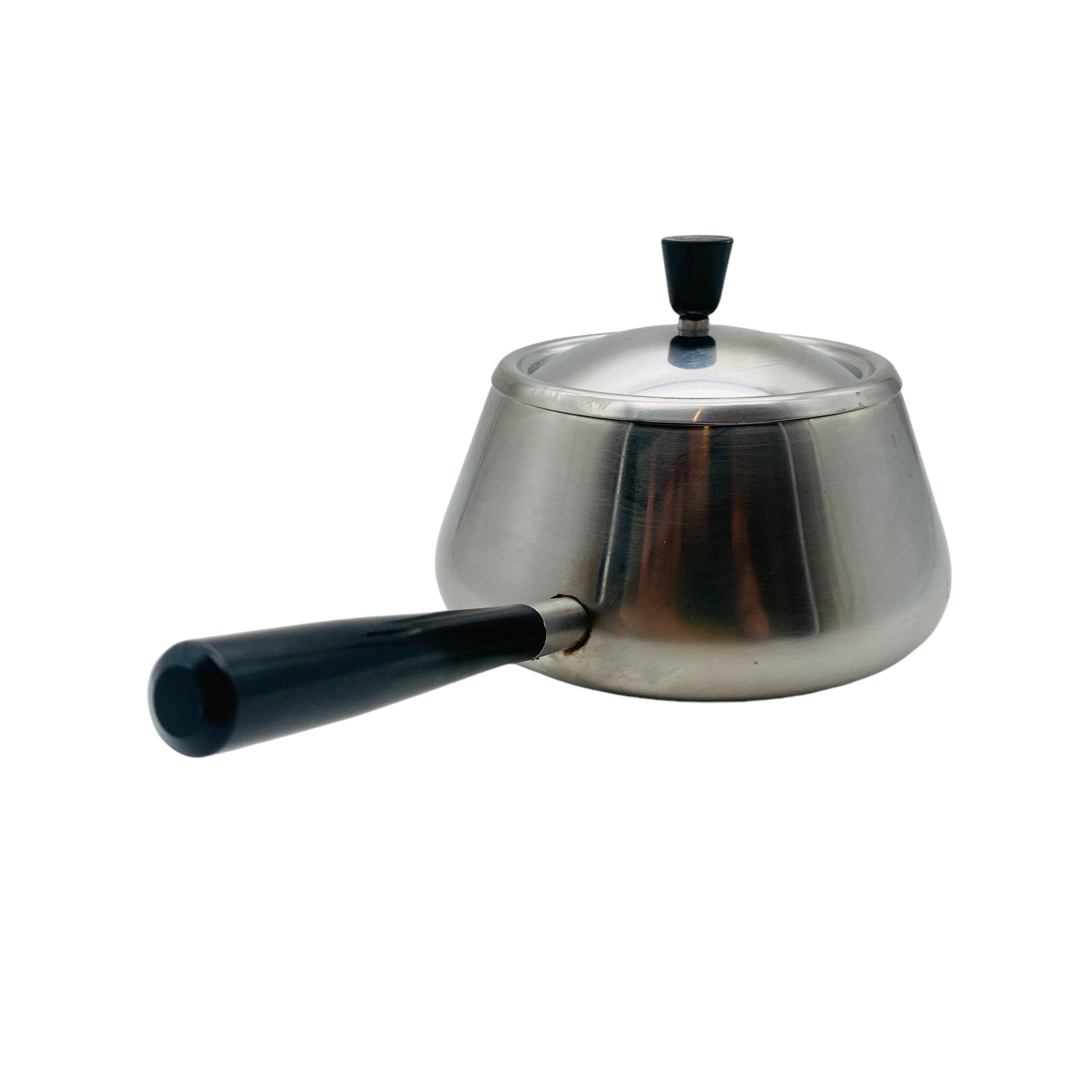 Spring FONDUE Topf Vintage Edelstahl 60er 70er Fonduetopf mit Griff schwarz