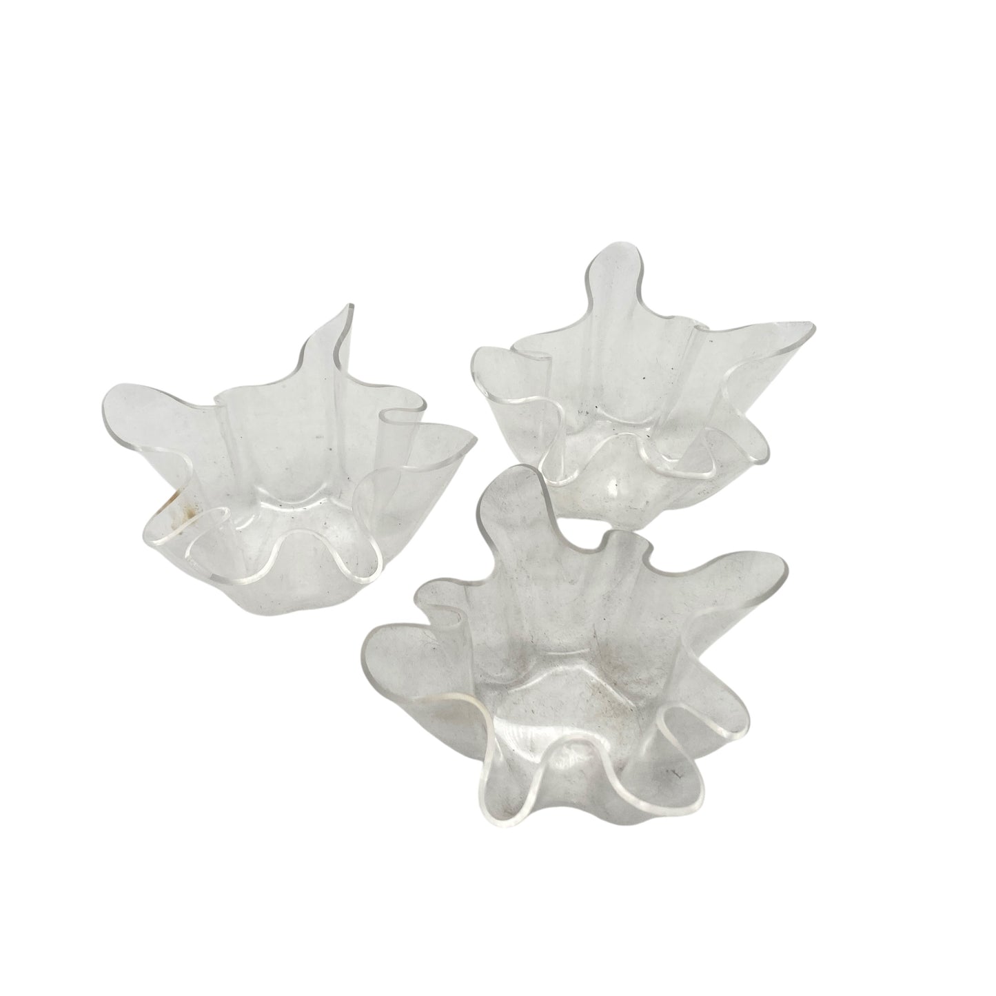 Taschentuch Schalen Windlichter 70er Jahre Dekoration Acrylglas Plexiglas transparent Servietten