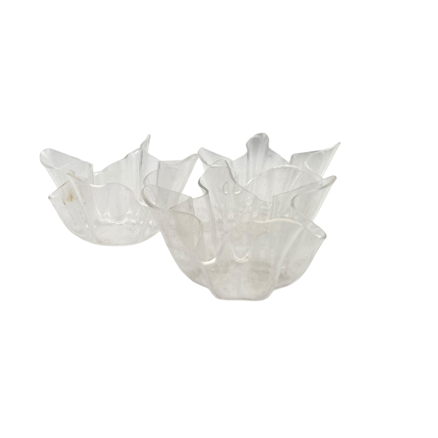 Taschentuch Schalen Windlichter 70er Jahre Dekoration Acrylglas Plexiglas transparent Servietten