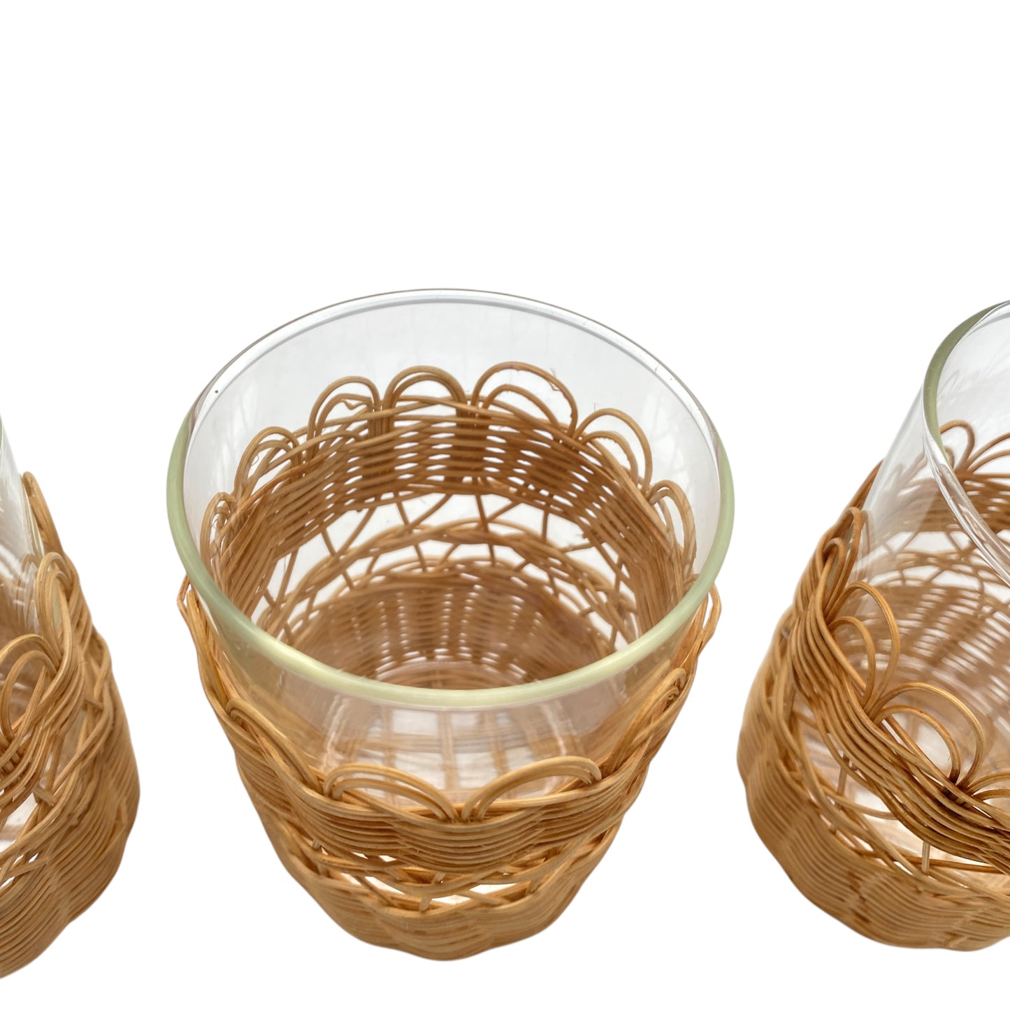 Teegläser im Halter geflochten 50er 60er Jahre 5er Set Vintage Teetassen