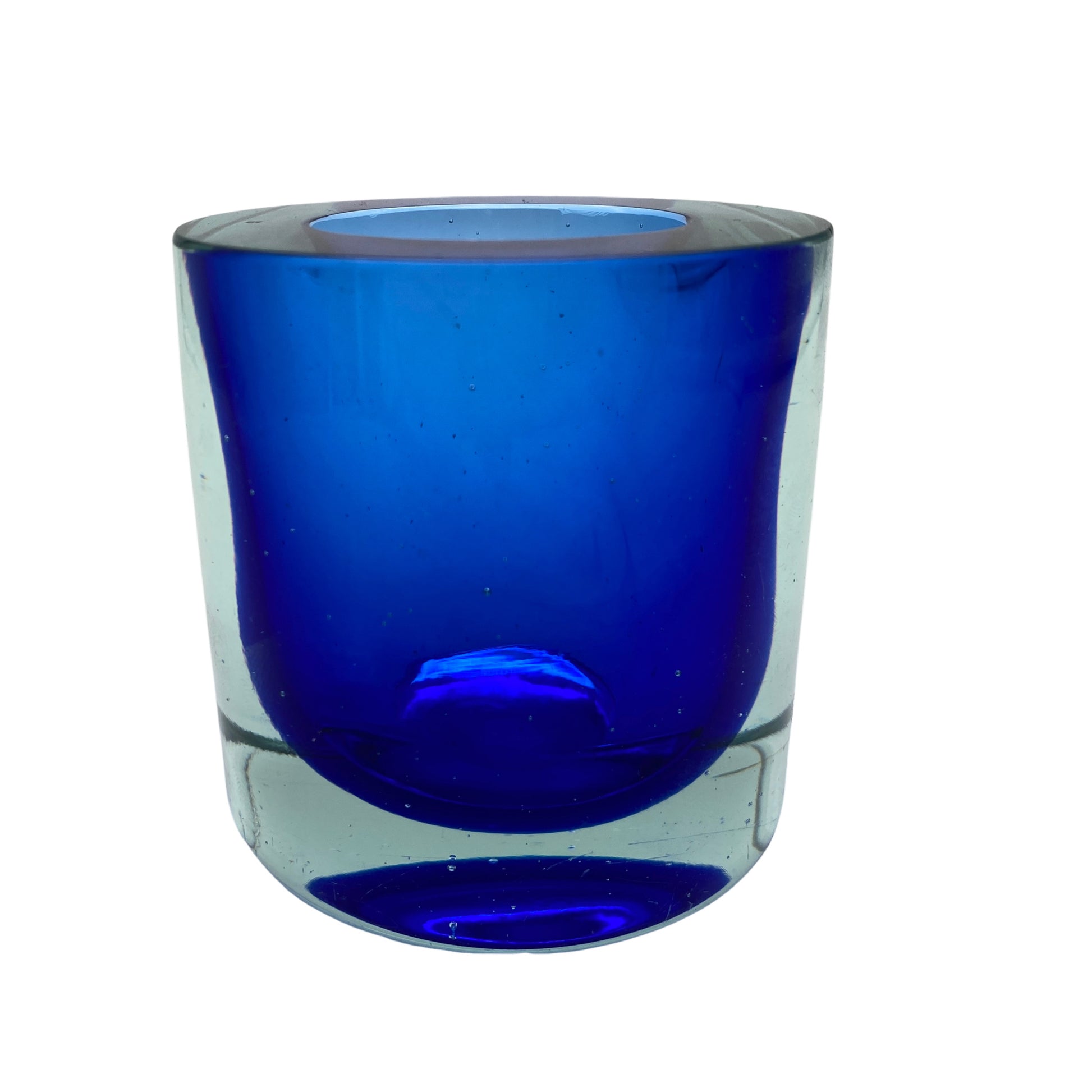 Teelichthalter Kerzenhalter Glas blau 70er 80er Vintage