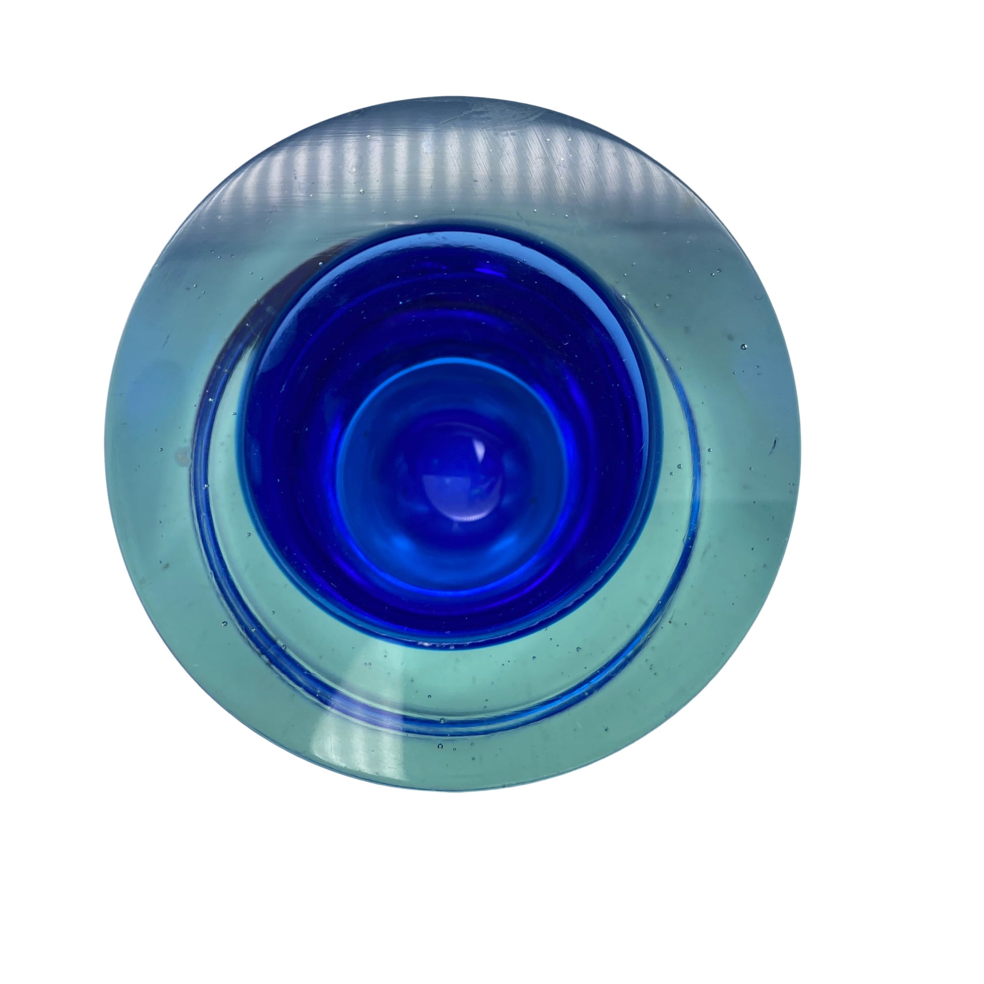 Teelichthalter Kerzenhalter Glas blau 70er 80er Vintage
