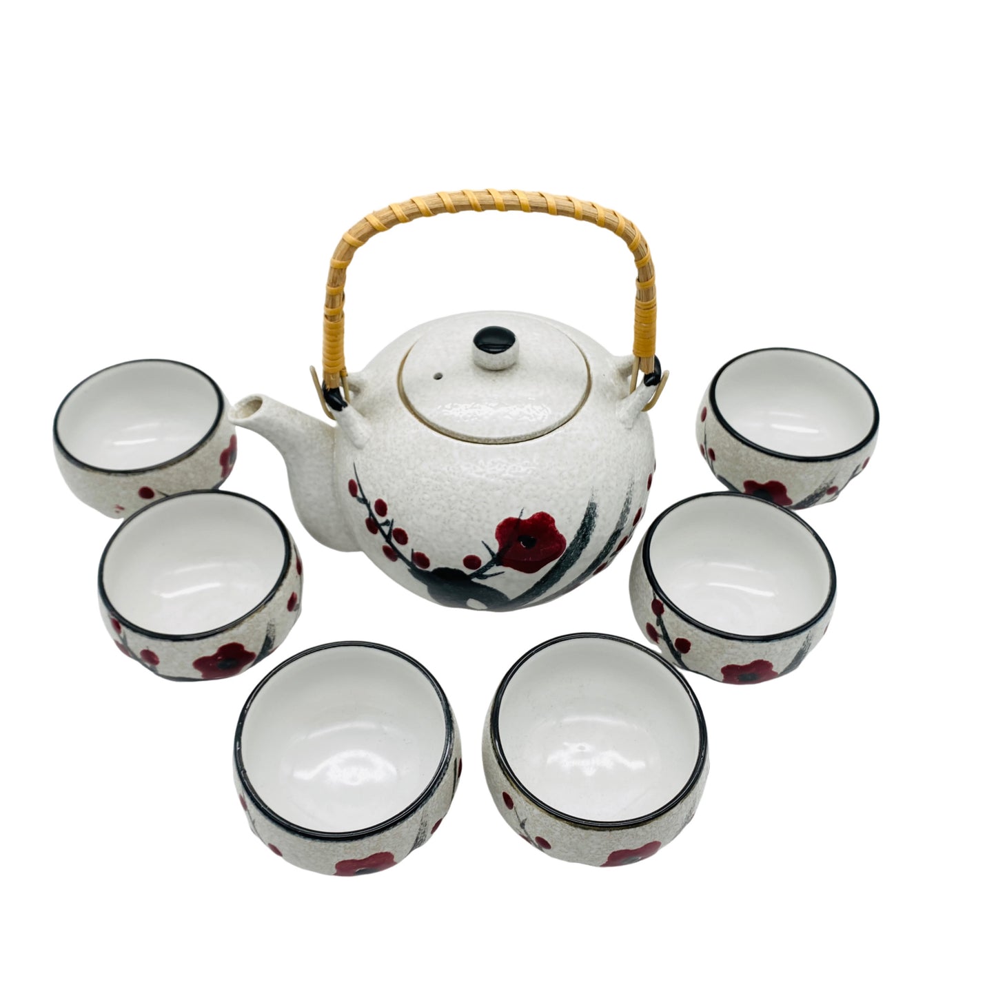 Teeservice Teekanne Teeschalen Set Keramik asiatisches Design Vintage