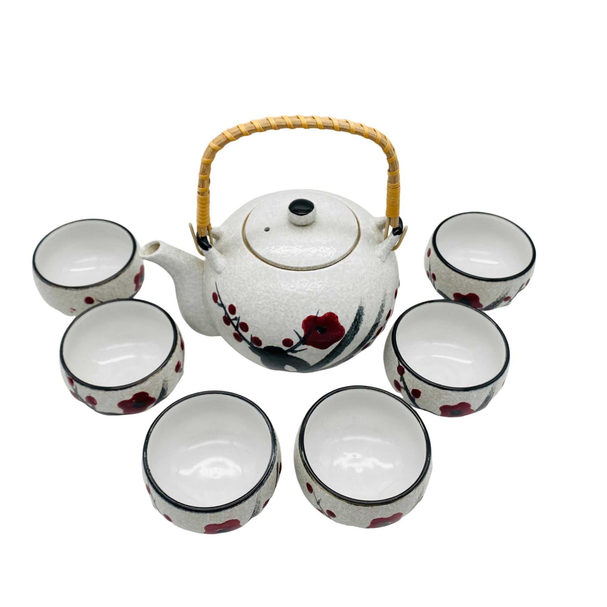 Teeservice Teekanne Teeschalen Set Keramik asiatisches Design Vintage