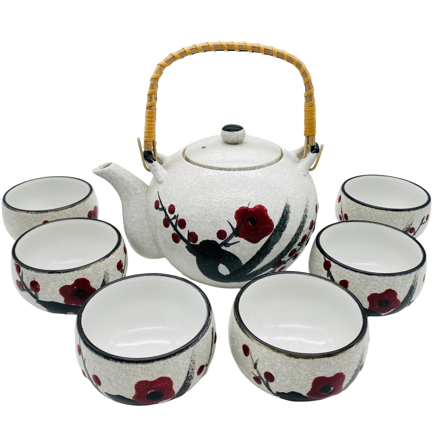 Teeservice Teekanne Teeschalen Set Keramik asiatisches Design Vintage