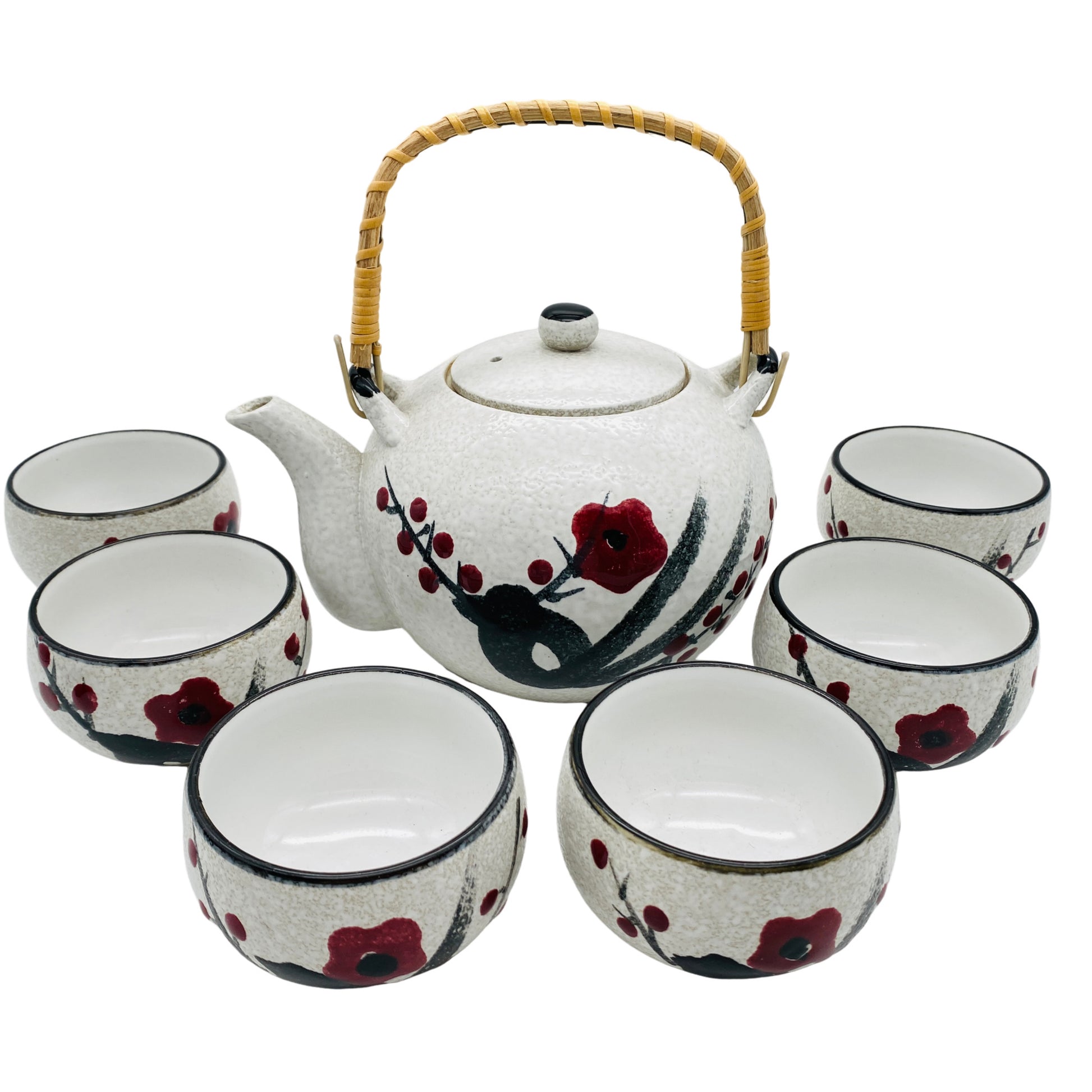 Teeservice Teekanne Teeschalen Set Keramik asiatisches Design Vintage
