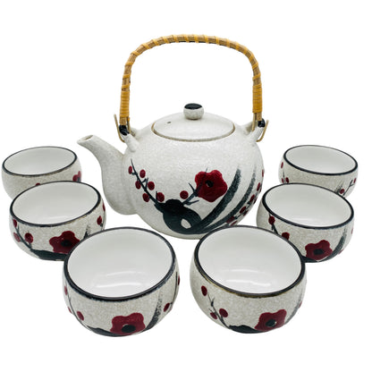 Teeservice Teekanne Teeschalen Set Keramik asiatisches Design Vintage