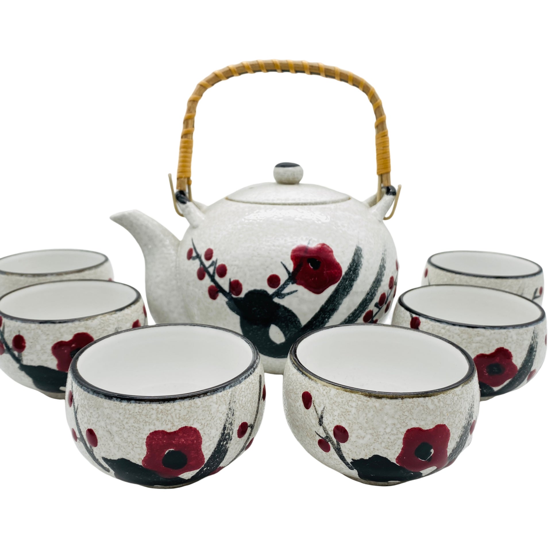 Teeservice Teekanne Teeschalen Set Keramik asiatisches Design Vintage