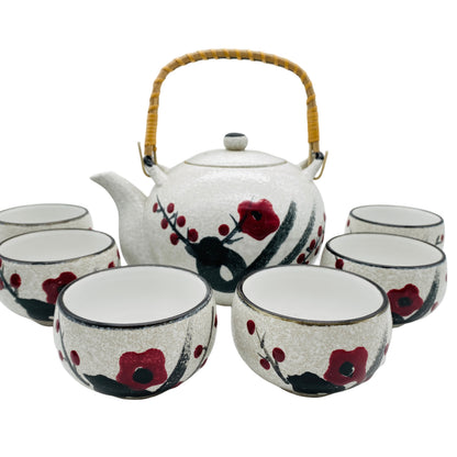 Teeservice Teekanne Teeschalen Set Keramik asiatisches Design Vintage