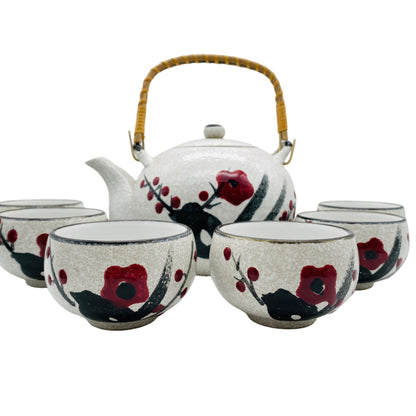 Teeservice Teekanne Teeschalen Set Keramik asiatisches Design Vintage