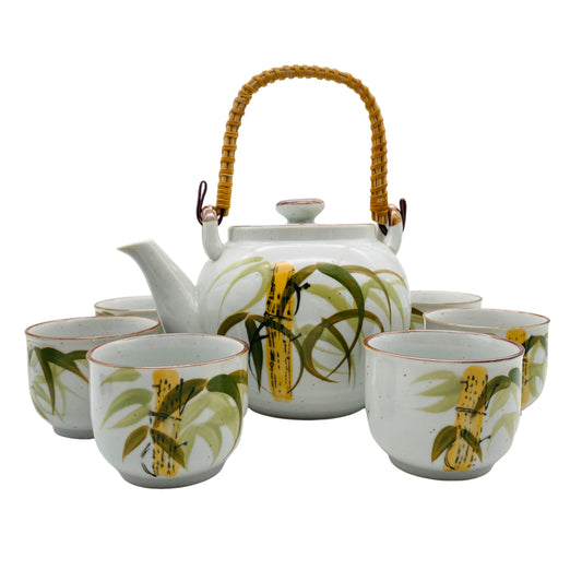 Teeservice Teekanne Teeschalen Set Porzellan asiatisches Design Vintage