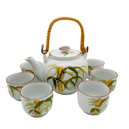 Teeservice Teekanne Teeschalen Set Porzellan asiatisches Design Vintage