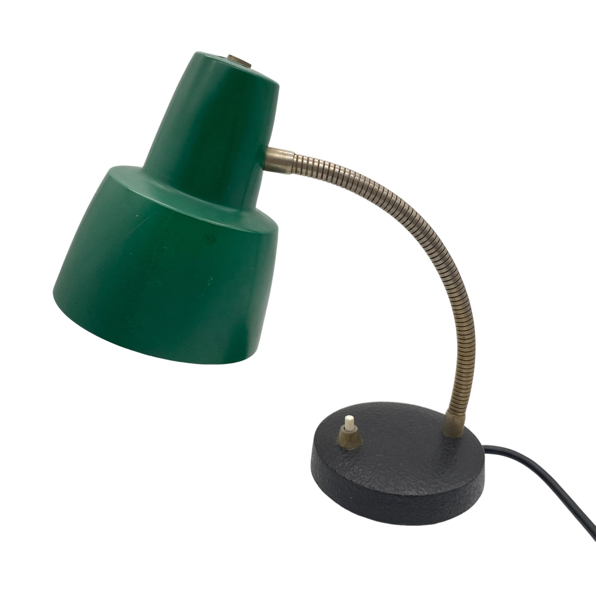 Tischleuchte Metall grün schwarz 60er 70er Bürolampe Vintage