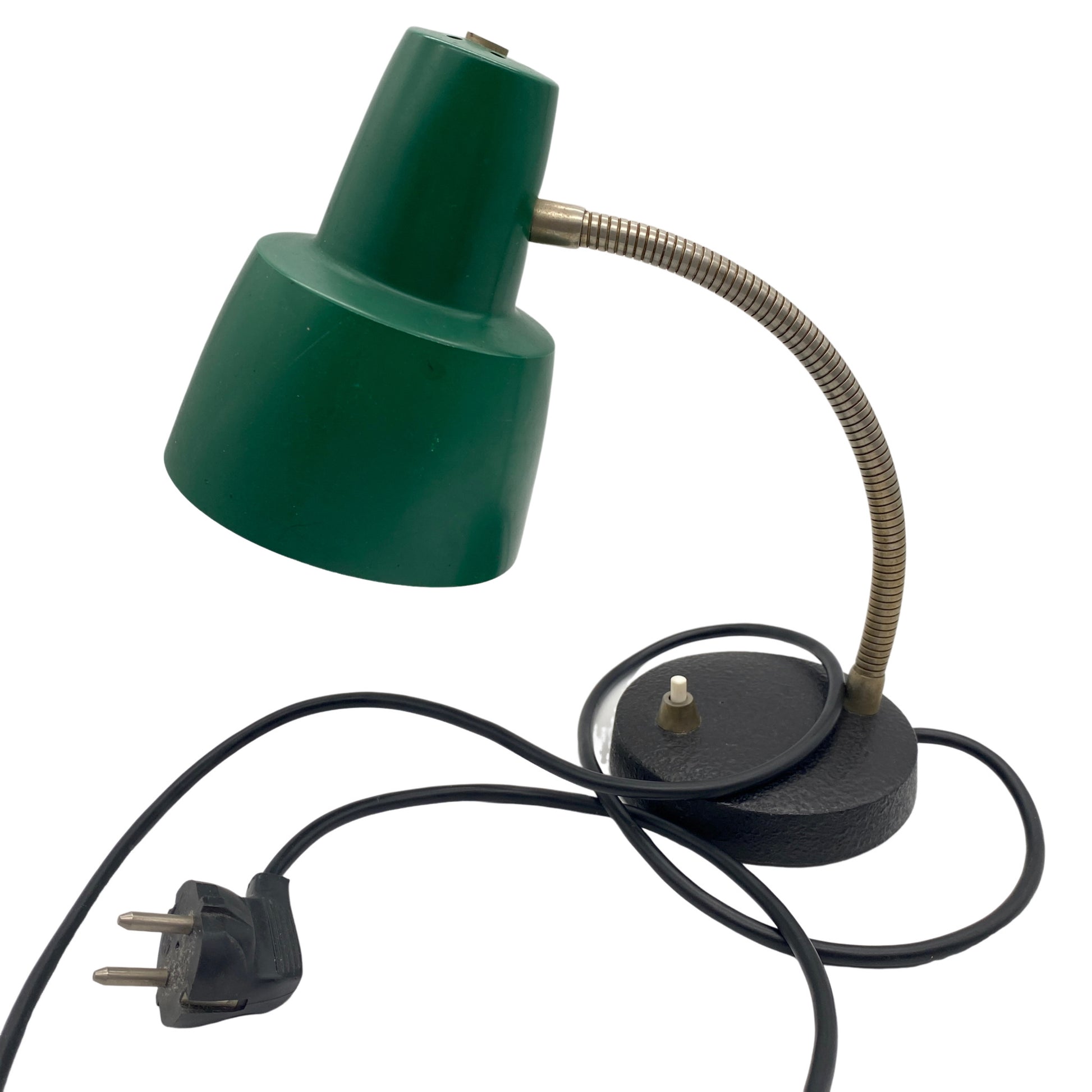 Tischleuchte Metall grün schwarz 60er 70er Bürolampe Vintage