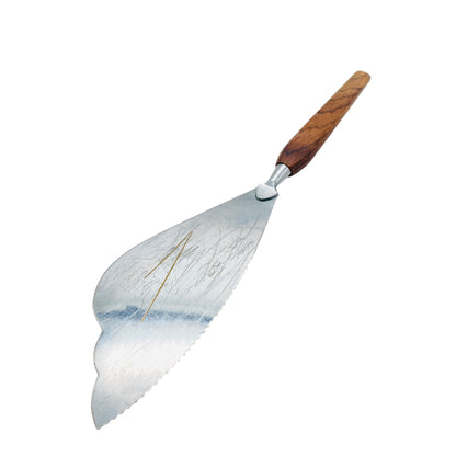 Tortenheber Holzgriff Vintage mit Messer Kante Edelstahl mit Muster