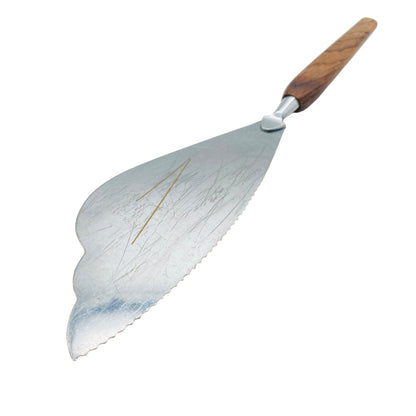 Tortenheber Holzgriff Vintage mit Messer Kante Edelstahl mit Muster