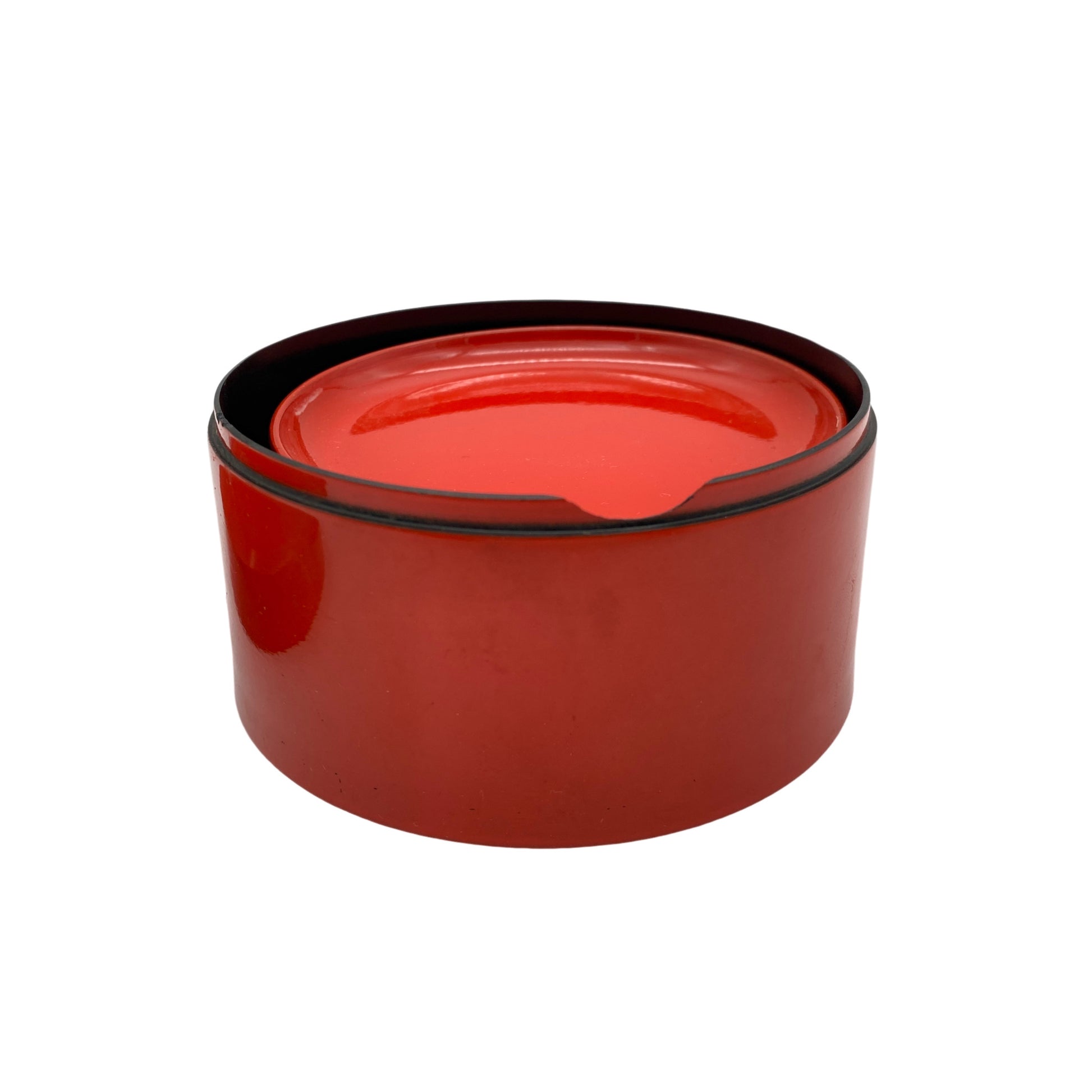 Untersetzer rot mit Dose 70er Jahre Vintage Kunststoff