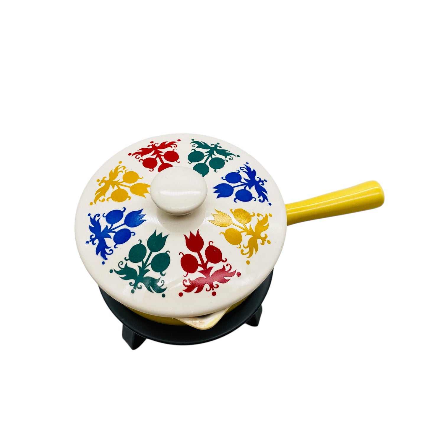 VILLEROY & BOCH Luxembourg Buttertopf Keramik gelb pastell 50er 60er Jahre mit Stövchen