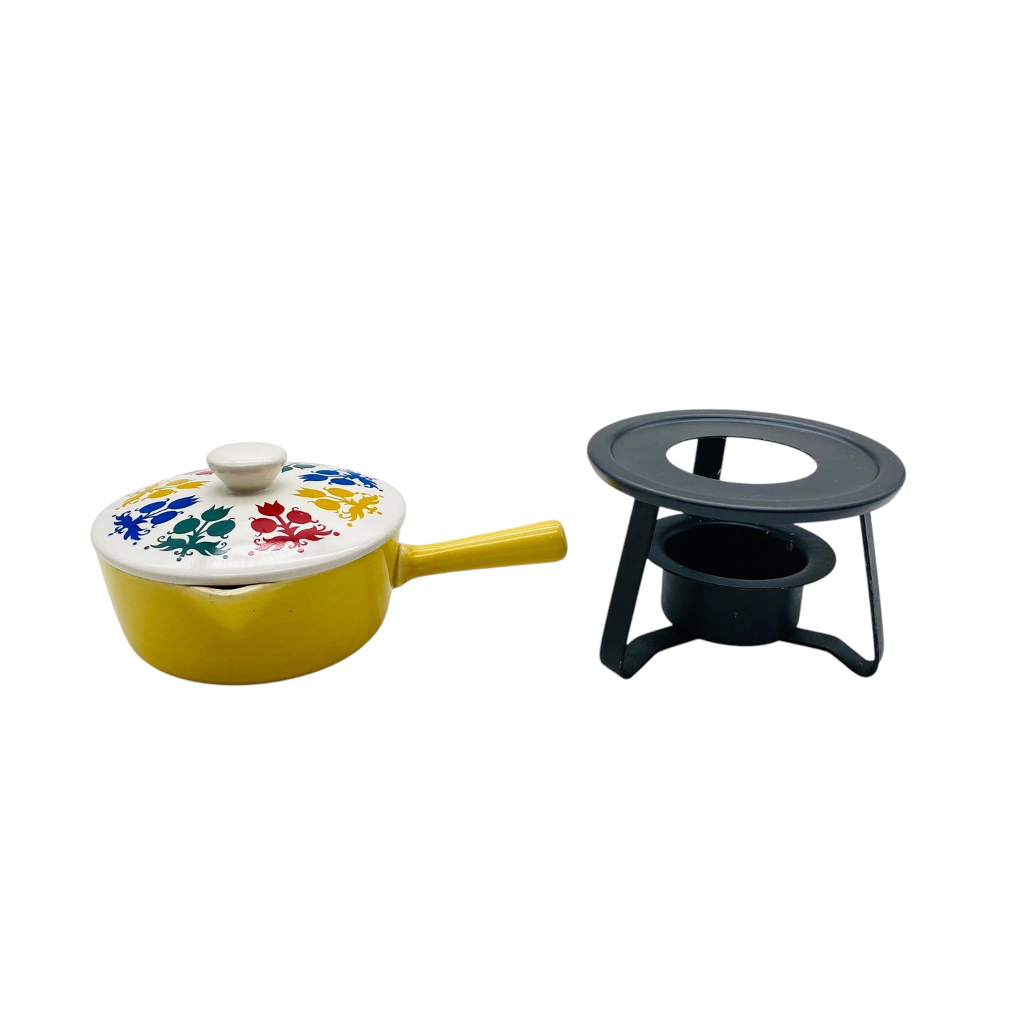 VILLEROY & BOCH Luxembourg Buttertopf Keramik gelb pastell 50er 60er Jahre mit Stövchen