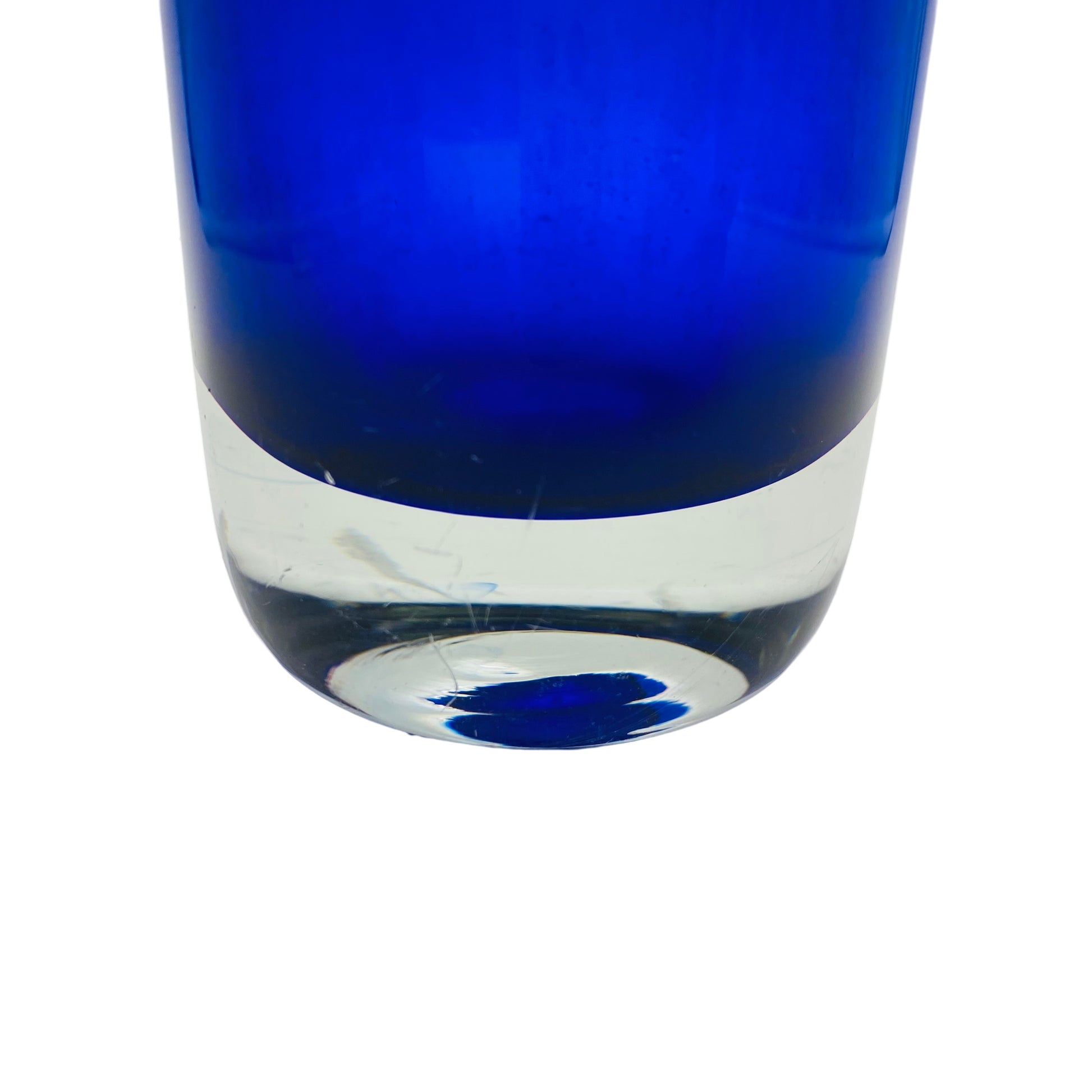 Vase Mid Century Glas blau Überfang transparent Vintage
