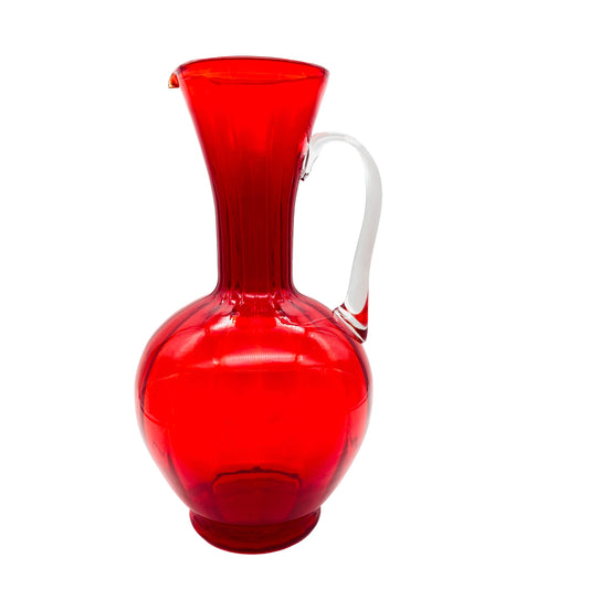 Vase Mid Century rot Glas 60er 70er Vintage Henkelvase