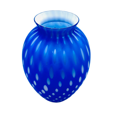 Vase blau matt satiniert Überfang weiß Italy 60er 70er Jahre