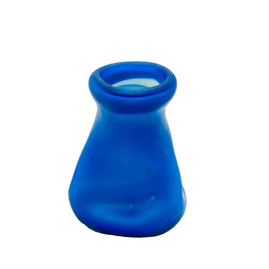 Vase satiniert blau in Knickoptik 80er Jahre Vintage Glas
