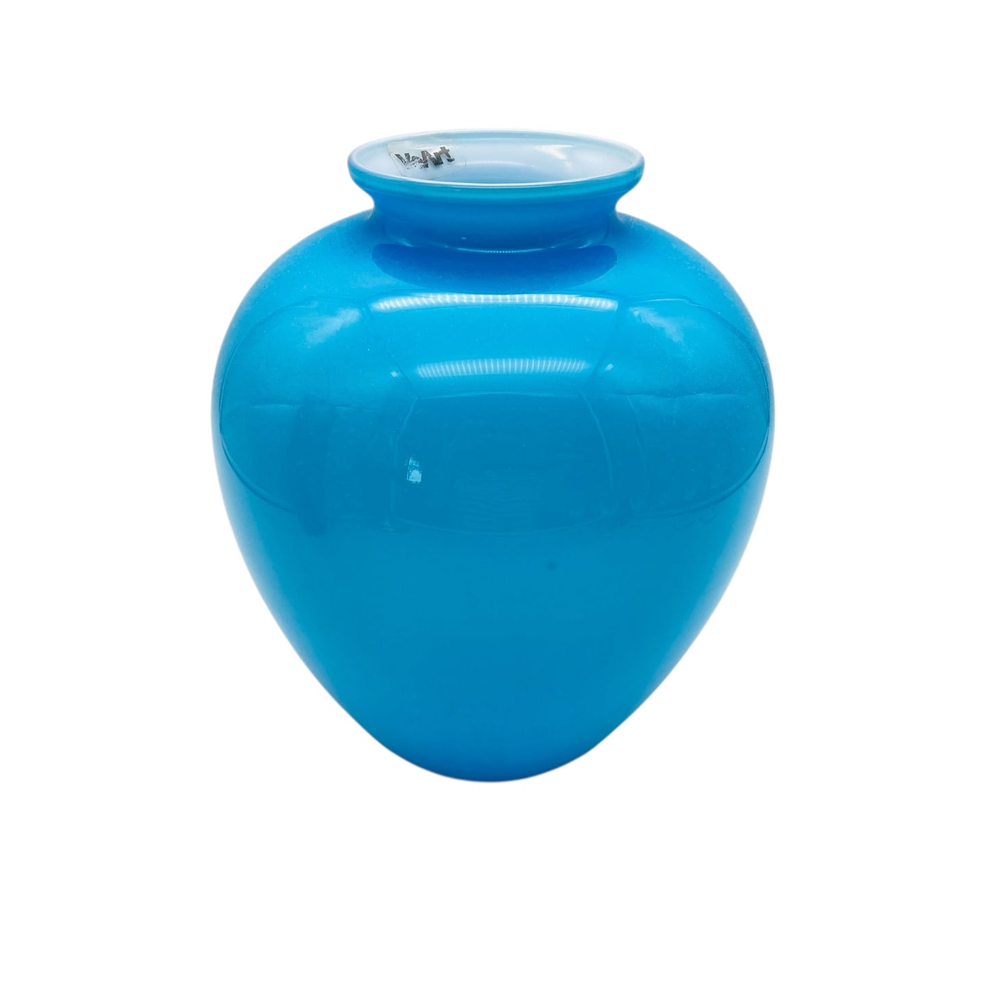 VeArt Vase 1984 in Türkis Weiß Überfang signiert Italien 80er Jahre Dekoration