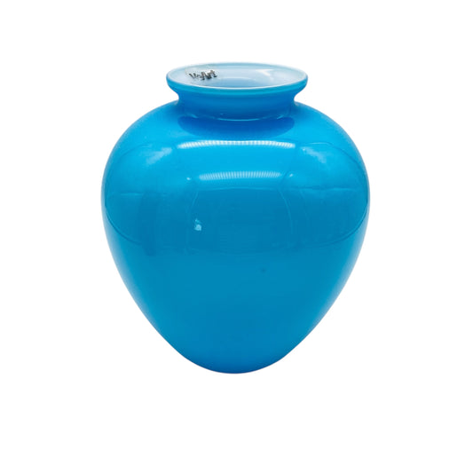 VeArt Vase 1984 in Türkis Weiß Überfang signiert Italien 80er Jahre Dekoration