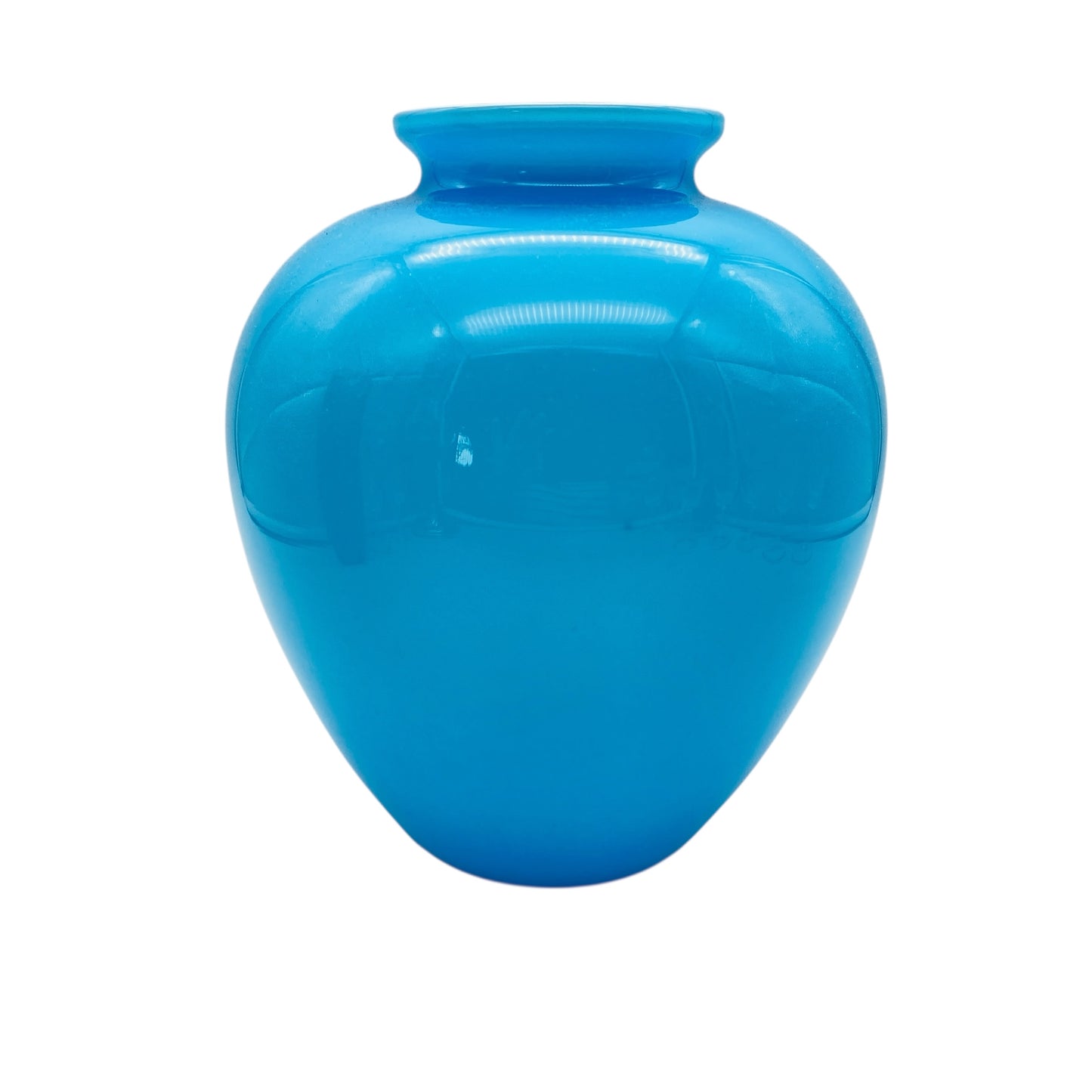 VeArt Vase 1984 in Türkis Weiß Überfang signiert Italien 80er Jahre Dekoration