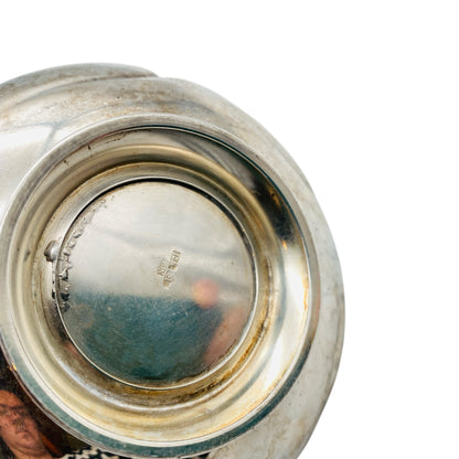 Versilberte Schale gewellter Rand 60er 70er Jahre unbekannt punziert Dekoration