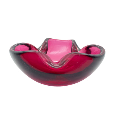 Vintage Aschenbecher aus Glas rosa 60er 70er Jahre Italien