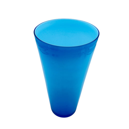 Vintage Bechervase türkis weiß Überfang H 25 cm Dekoration 60er 70er Jahre Deko Glas